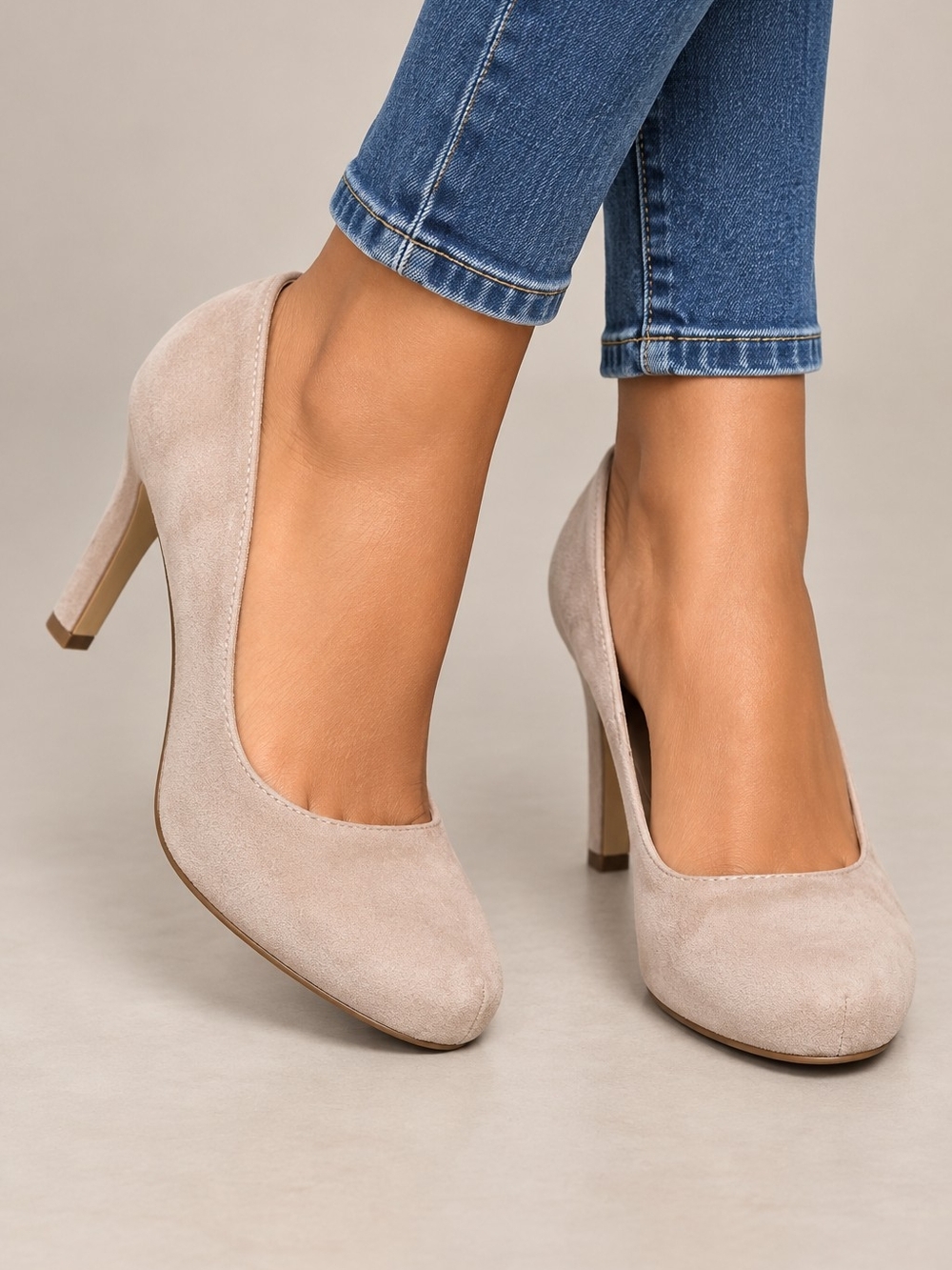 MilaLady Classic Taupe Faux Suede High Heel Pumps - NWOB